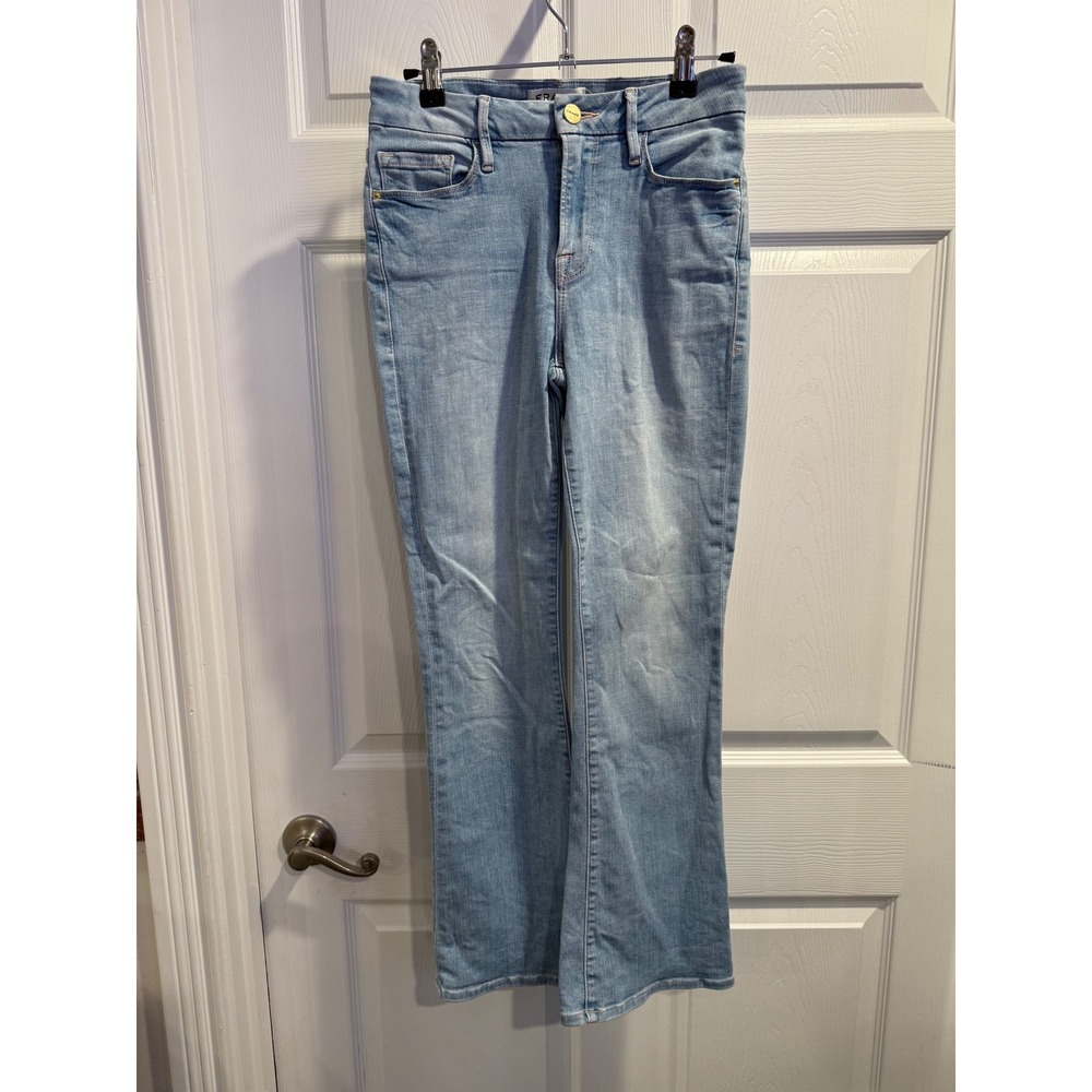 FRAME Le Crop Mini Boot Jeans Light Blue Wash Size 25 Denim Pants
